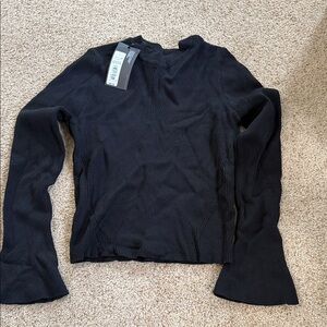 NWT Black Ribbed Long-Sleeve Women's Top